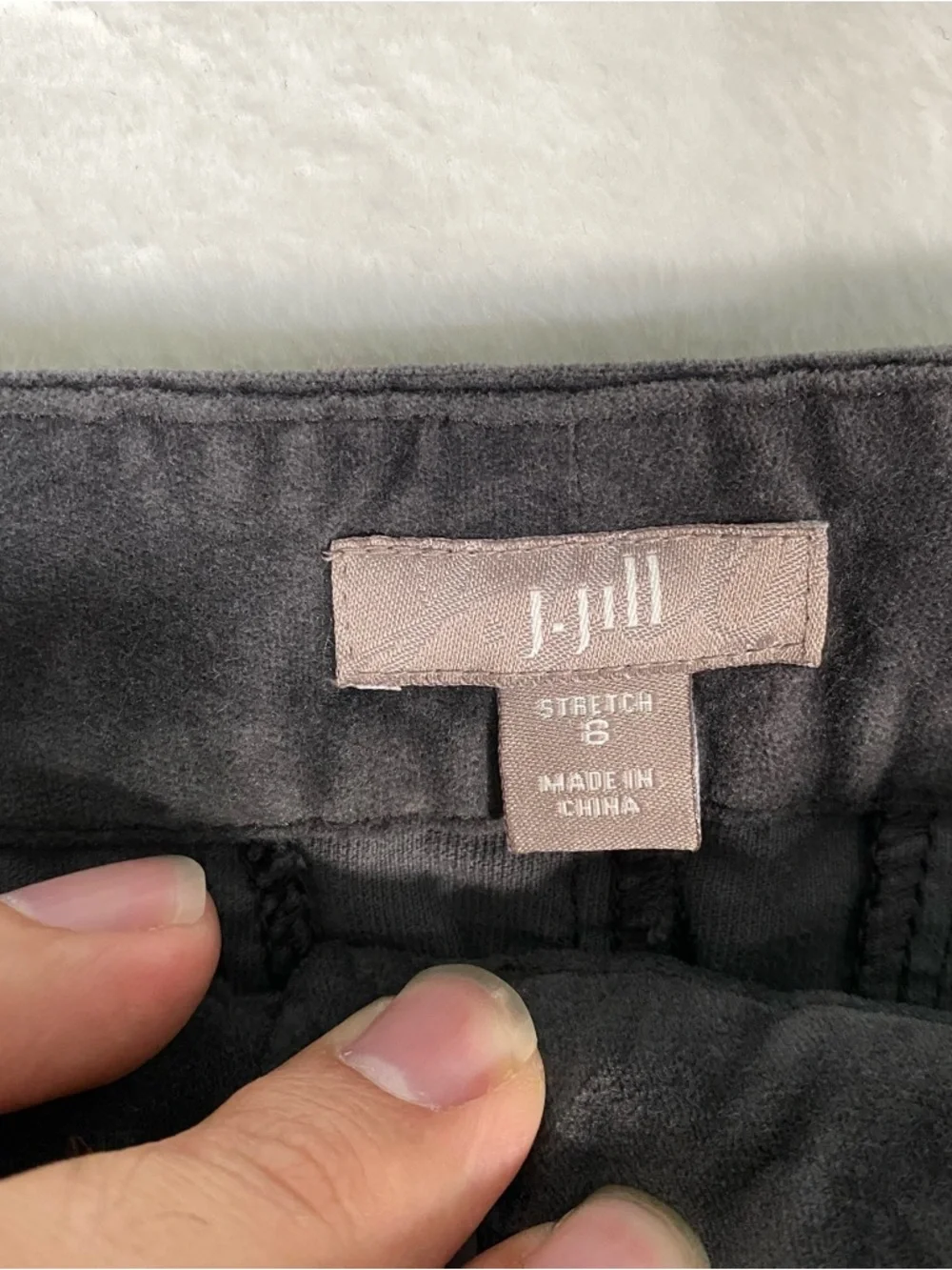 J. Jill Charcoal Grey Velvet Mini Skirt straight Stretch Comfort Boho‎ Luxe Sz 8